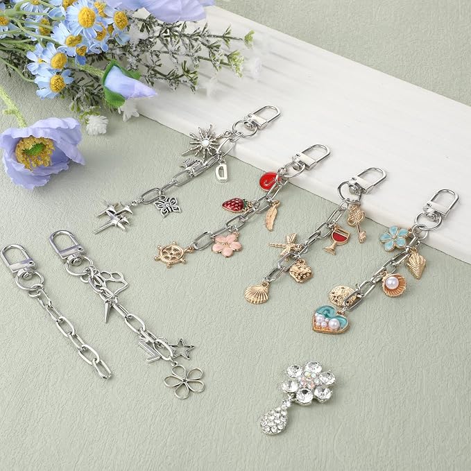 Oqqlin 50 Pcs Keychain Making Kit Bulk, Keyrings Charms - Image 4