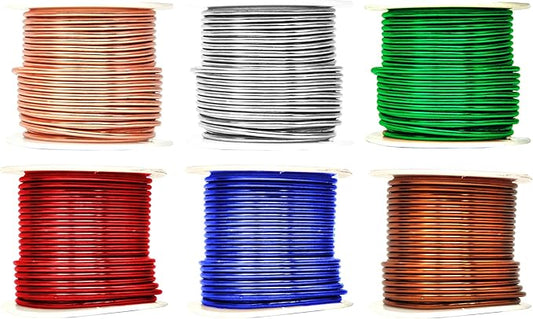Mandala Crafts 12 Gauge Anodized Aluminum Craft Wire for Jewelry Making - 276 FT Colored Flexible Silver Copper True Blue Brown Red Kelly Green Wire - Bendable for Bonsai Armature Crafting Sculpting