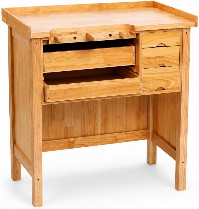 Jewelry Workbench, Heavy Duty Solid Wood Jewelers Bench by Unknown