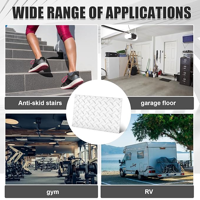 1pcs Diamond Plate Sheet Metal Heavy Duty Tread Aluminum Sheet Diamond Tread Plate for Wall Covering, Cargo Trailer, RV and More (12'' X 16'' X 0.08',Silver)