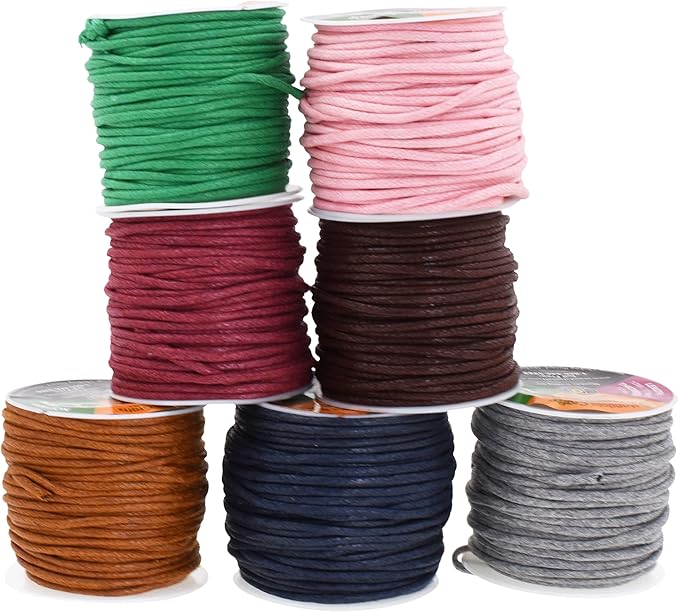 Mandala Crafts 1.5mm 165 Yards Assorted Cotton Waxed Cord for Jewelry Making Bracelet Cord Waxed String - Beading String Thread Jewelry Cords for Necklaces String