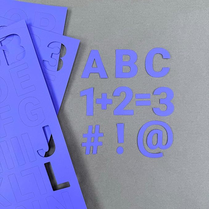 FreshCut Crafts 636 Pcs 1.5 in. Purple Bulletin Board Letters & Numbers, Capital Alphabet Letters, Numbers, Punctuation, US Made Card Stock Punch Out Letters for Posters, Bulletin Boards, Classroom
