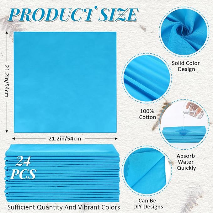 Suhine 100% Cotton Solid Bandanas Blank Bandanas Multifunctional Headband Scarf - Image 2