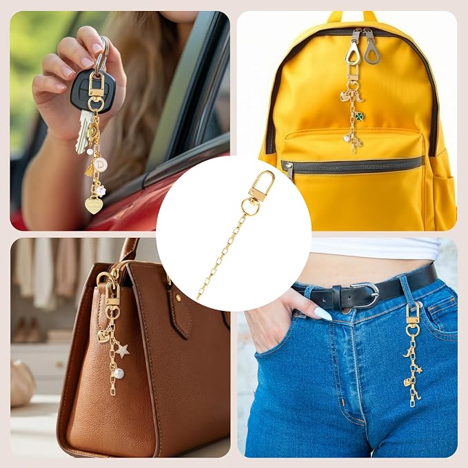 20pcs Gold Keychain Making Kit, Key Ring Swivel Snap Hook Chains, Extender - Image 3