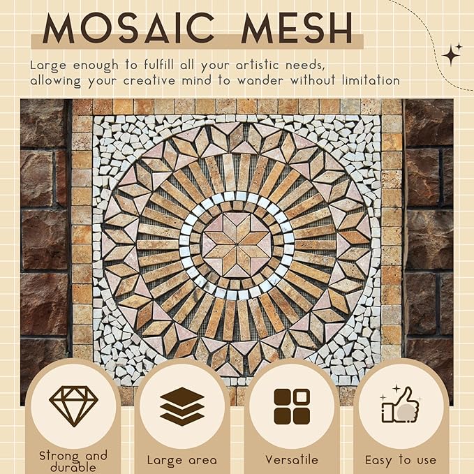 24 Set 12 x 12 Mosaic Mesh for Back Mounted Tile Fiberglass Mosaic Mesh Backing Boast for Tile Installation Supplies Tools (Non Sticky)