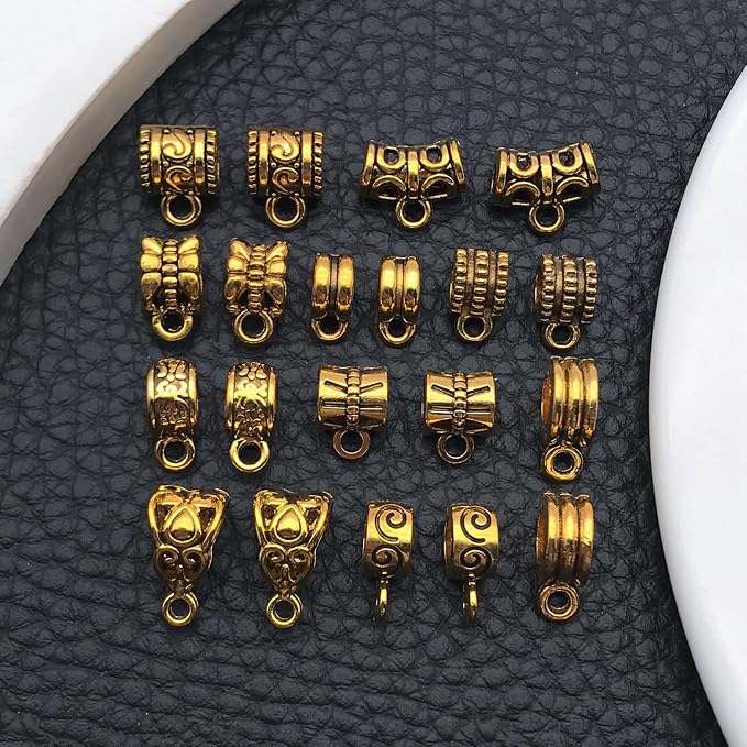 WOCRAFT 60pcs Antique Gold Bails Charms Bracelet Charms - Image 5
