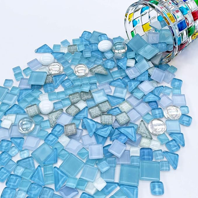 LITMIND 1.1 LB Baby Blue Irregular Mosaic Glass Tiles - Image 6