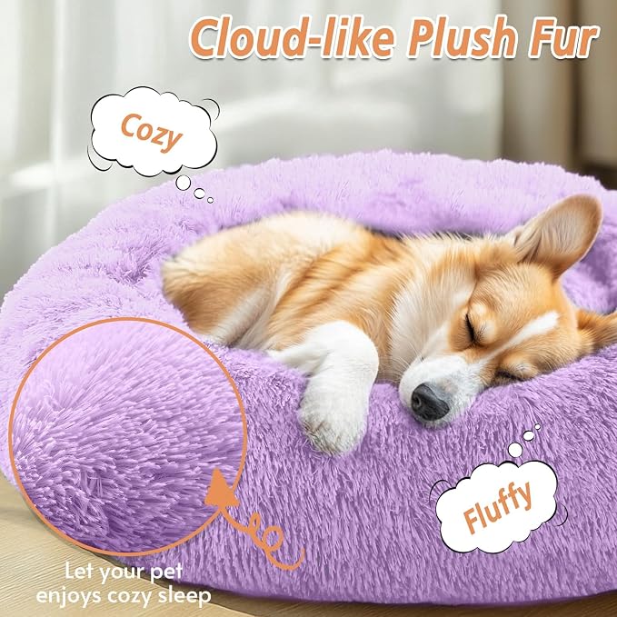 JOLLYVOGUE Calming Dog Bed Large Size Dog, Anti-Anxiety Donut Large Pet Bed - Image 2