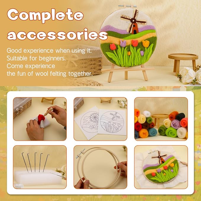 QMNNMA Needle Felting Kit for Beginners, Needle Felt Painting Kit - Image 6