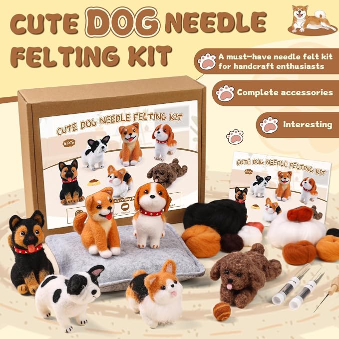 Mayboos 6 Pcs Needle Felting Kit, Animal Needle Felting Beginner Kits Wool Felt - Image 7