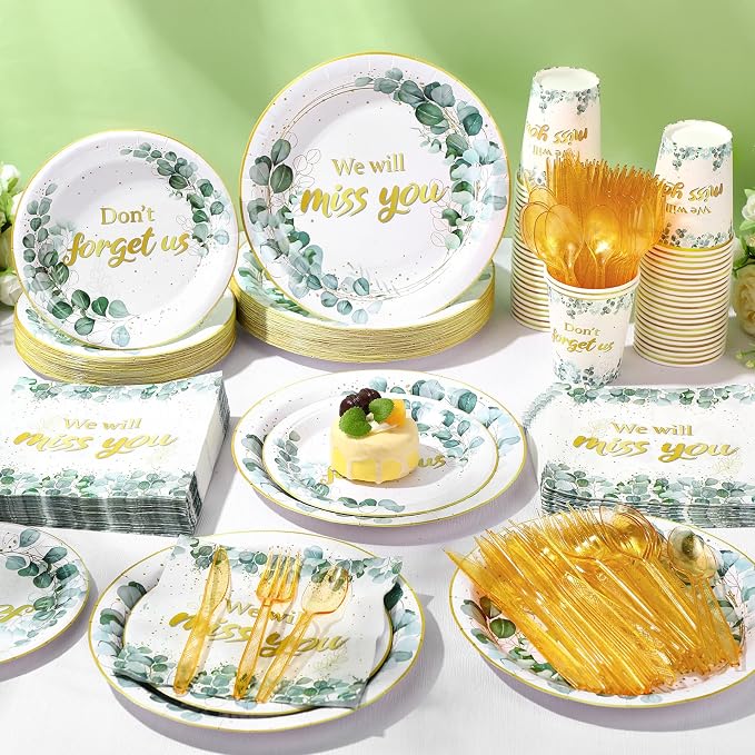 Pickmesh 400 Pcs Sage Green Farewell Party Supplies Include We Will Miss You - Image 6