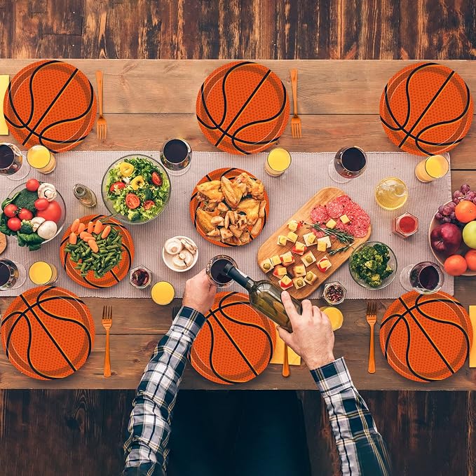 96Pieces Basketball Tableware Set Sport Party Disposable Plates Napkins Fork - Image 5