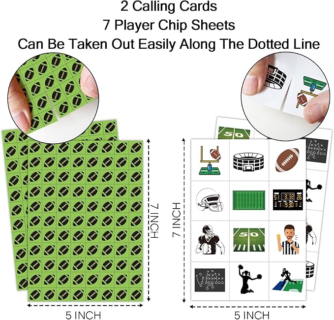 Football Party Bingo Game Cards(24 Players), Sport Themed Bingo Card for Family Friend Adult, Large Group Holiday Party Activity Favor Decoration Supplies -009