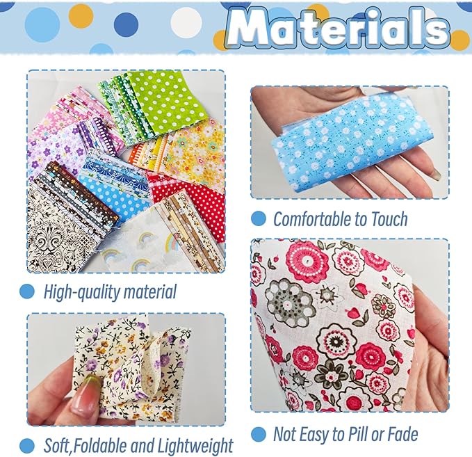 200 Pcs 4" x 4" Cotton Craft Fabric Bundle Squares, Sewing Scrapbooking - Image 3