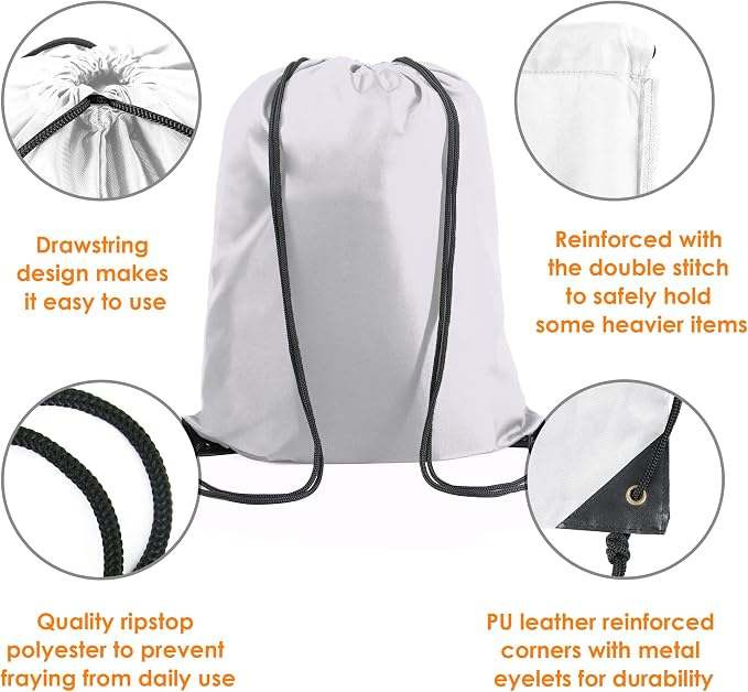 BeeGreen White Drawstring Backpack Bags Bulk 2 Pack String Bags X-Large 22.4" L - Image 4