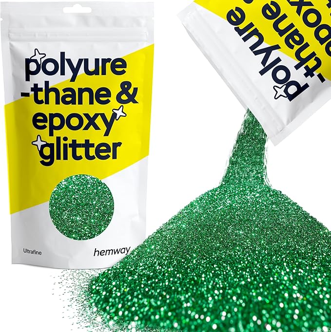 Hemway Polyurethane & Epoxy Resin Glitter for Arts, Crafts, Tumblers, Flooring, Woodwork, Decorating and Resin Projects 100g - Emerald Green