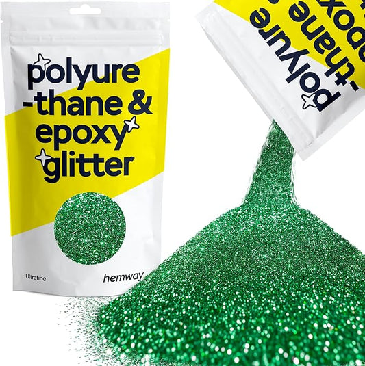 Hemway Polyurethane & Epoxy Resin Glitter for Arts, Crafts, Tumblers, Flooring, Woodwork, Decorating and Resin Projects 100g - Emerald Green