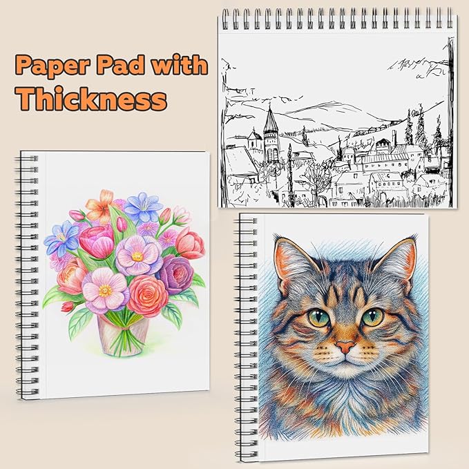 2PACK 5.5x8.5 and 1Pack 9 x 11 inches Hardcover Sketch Book，3 Pack 80-Sheets (68lb/100gsm)，Double-Sided Hardbound Sketchbook, Spiral Bound,Acid Free Painting Art Paper for Kids and Adults