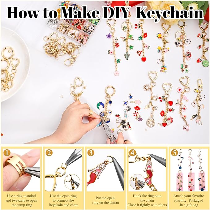 Riwiuue 668Pcs Lip Gloss Keychain Making Kit, DIY Charms Key Chain Kit - Image 4