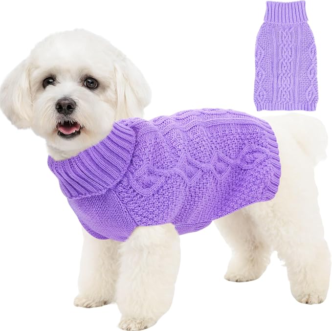 Dog Sweaters Small Dog Clothes Winter Turtleneck Puppy Sweater Warm Pet Cat by Puppishy