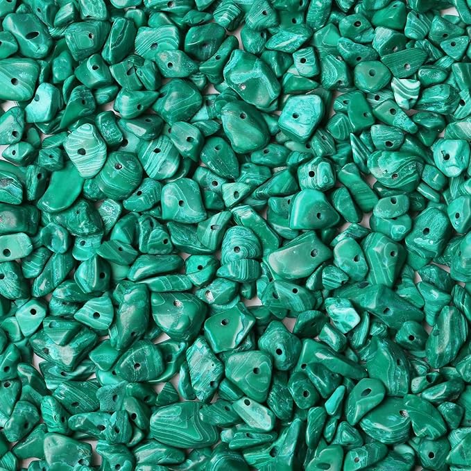 LAIDANLA Malachite 400pcs Natural Chip Stone Beads 5-8mm Healing Crystal by LAIDANLA