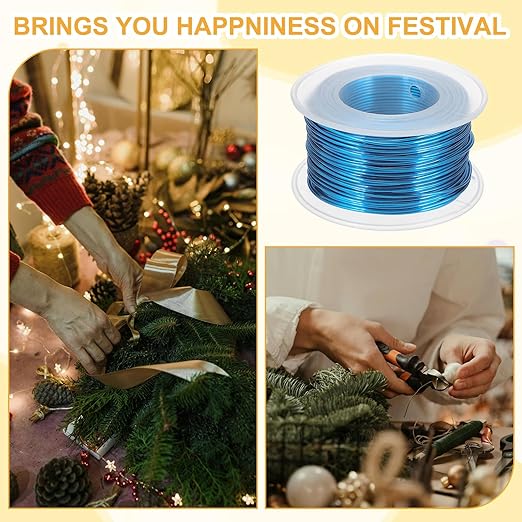 uxcell 18 Gauge / 1mm Anodized Aluminum Wire for Jewelry Craft Making, 102 Feet Bendable Flexible Wire for DIY Home Decor Gardening Sculpture, Blue