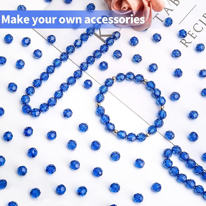 BONNY BOXX 1000pcs 6mm Acrylic Faceted Round Crystal Beads Transparent Sapphire - Image 4