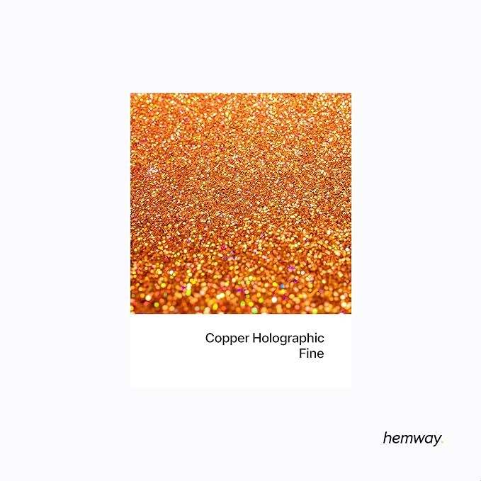 Hemway Polyurethane & Epoxy Resin Glitter 100g / 3.5oz Metallic Crystal Flake Additive for Flooring Jewelry Tumblers Glass Pigment - Fine (1/64" 0.015" 0.4mm) - Copper Holographic