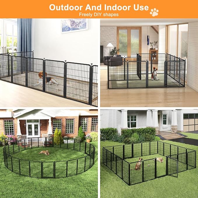 Dog Fence Outdoor Pens Outside, Portable Dog Play Pen 40" H 24 Panels Pet - Image 4