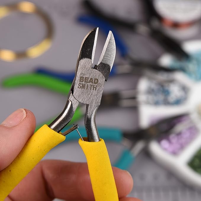 The Beadsmith Color-ID Side Cutter – 5 inches (127mm) – Yellow Comfort Grip Handle – Polished Steel Head and Double-Leaf Spring - Tool for Jewelry Making