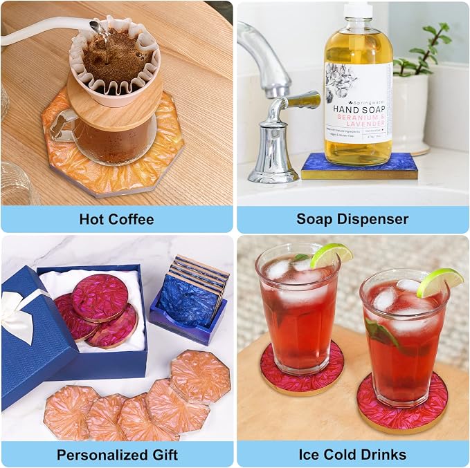 LET'S RESIN 18 Pcs Coaster Resin Molds Silicone, Coaster Molds - Image 6