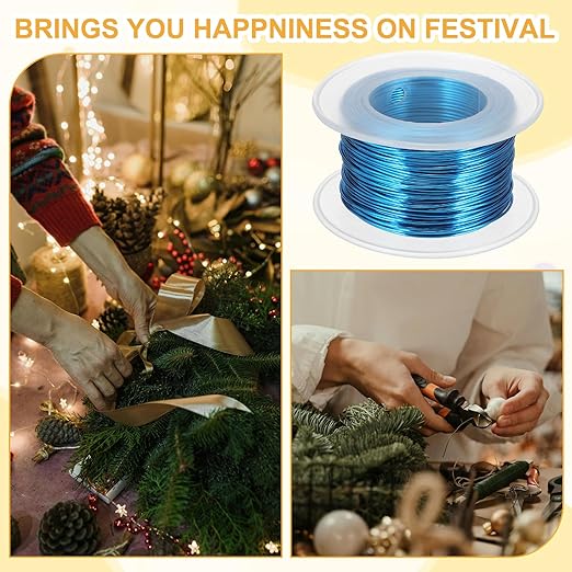 uxcell 20 Gauge / 0.8mm Anodized Aluminum Wire for Jewelry Craft Making, 102 Feet Bendable Flexible Wire for DIY Home Decor Gardening Sculpture, Blue