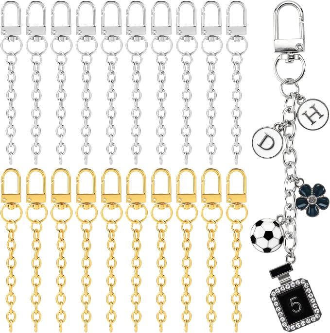 Hzopcw 20pcs Keychain Making Kit, Key Ring Swivel Snap Hook Chains, Alloy by Unknown