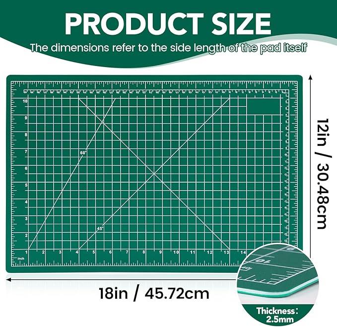 Cutting Mat 12"x18", 10 Pack Double-Sided 5-Ply Self Healing Sewing Cutting Mat - Image 2