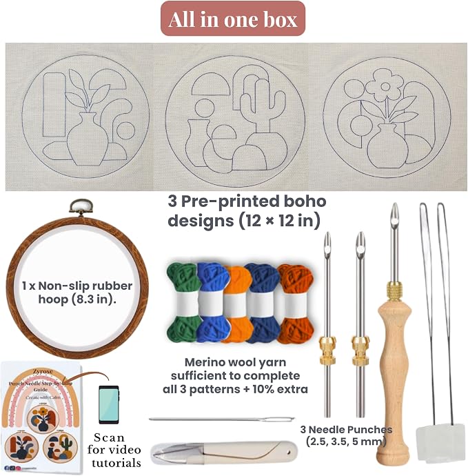 Zyrose Punch Needle Kit for Beginners – Modern Embroidery Kit - Image 2