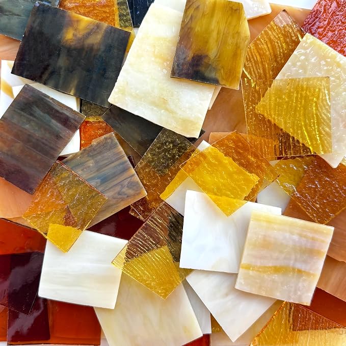 ILLUCKAI 2.2lb Irregular Stained Glass Scraps, Stained Glass Sheets, Mosaic - Image 2