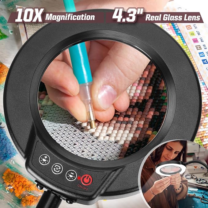 10X Magnifying Glass with Light and Phone Holder, 5 Color Modes Stepless - Image 3