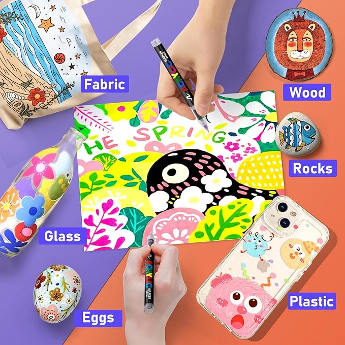 GOTIDEAL Acrylic Paint Markers,Brush Tip Waterproof Paint Pens acrylic markers,No bleed&Quick-Dry Acrylic Brush Markers for Wood,Rock Painting,Glass,Ceramic,Fabric Art Craft Supplies(72 Colors)