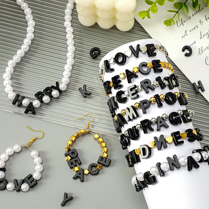 Augshy 700Pcs Black Large Alphabet Letter Beads - Image 4