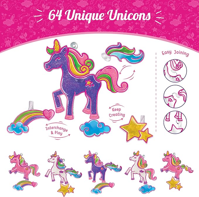 Imagimake Window Art Unicorn | Low Mess Suncatcher Kit | 16 Pieces Glass - Image 4