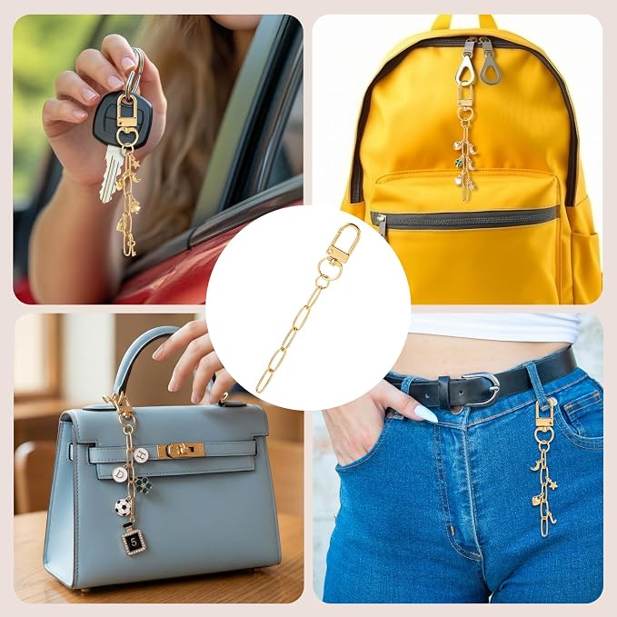 Hzopcw 20pcs Gold Keychain Making Kit, Key Ring Swivel Snap Hook Chains - Image 3