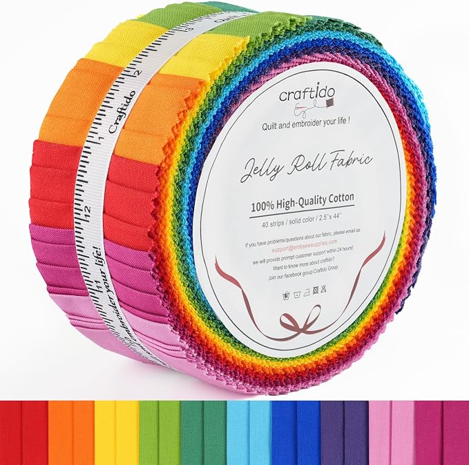 Craftido-20 Options-100% Cotton Jelly Roll Fabric Precut Strips by Craftido