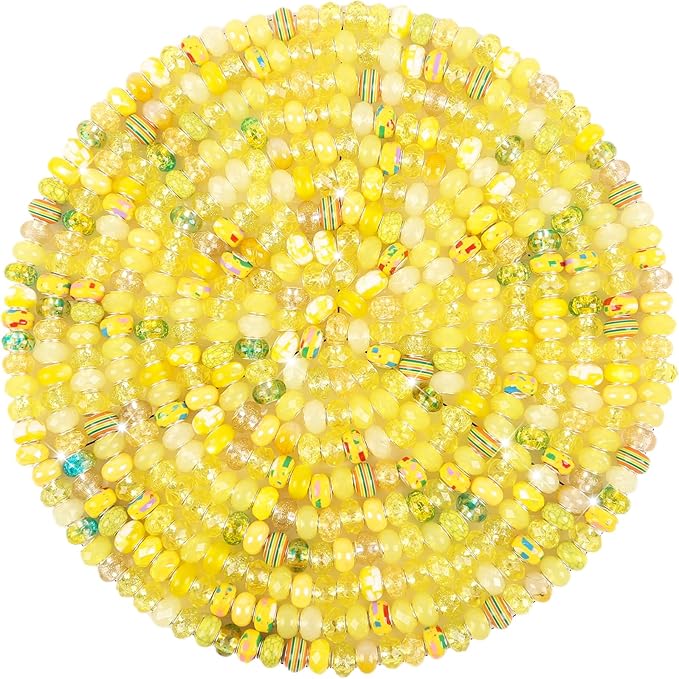 60Pcs Large Hole Beads Spacer Beads Yellow Assorted European Craft Big Beads by BRACELETMAKINGKIT
