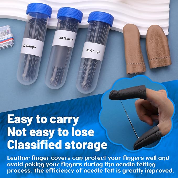 205pcs Needle Felting Starter Kits: 150pcs Wool Felting Tools & 3 Needle Bottles - Image 7