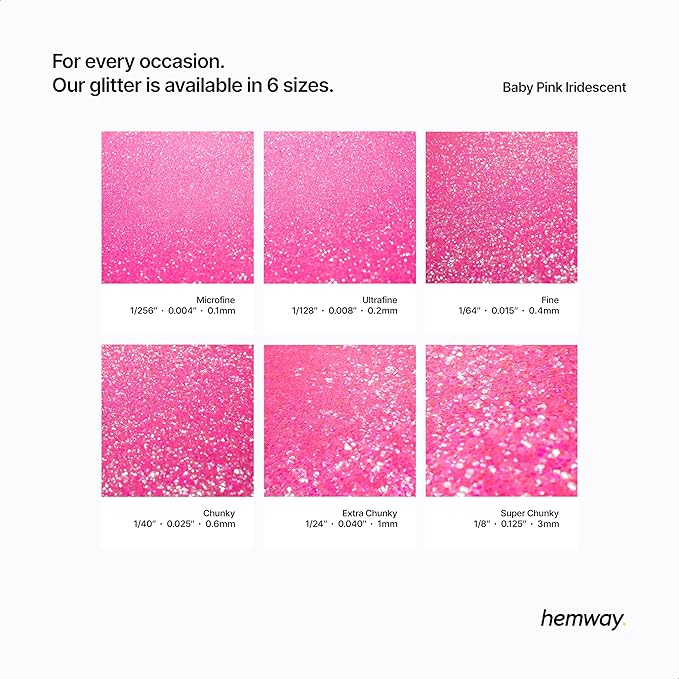 Hemway Glitter for Resin 100g Baby Pink Iridescent Metallic Crystals for Epoxy Craft Super Chunky Flakes Tumblers Wax Melt