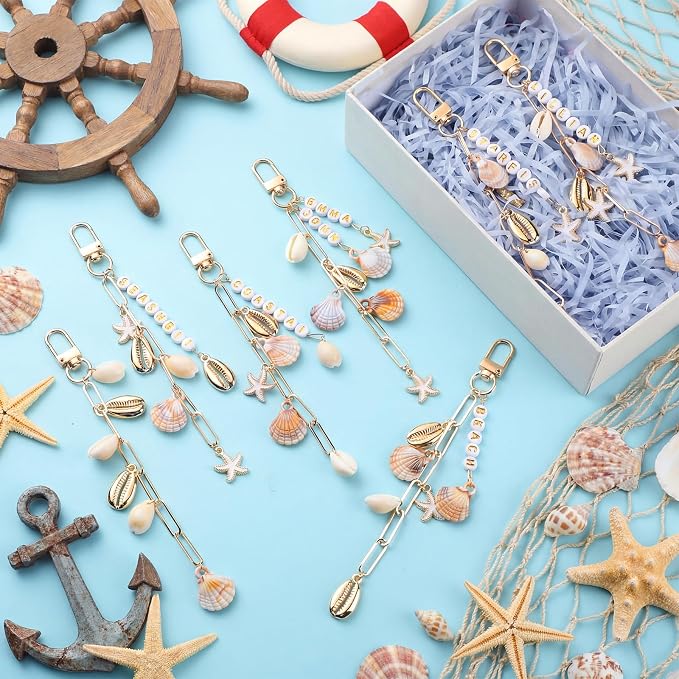 CraftyDream 558 Pcs Seashell Keychain Making Kit DIY Beach Charms Ocean Craft - Image 7