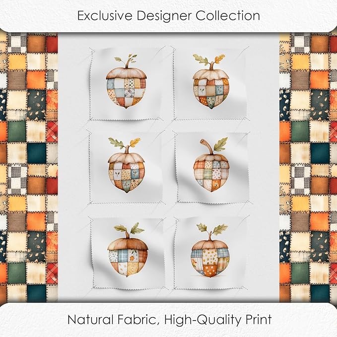Patchwork Acorn Cotton Fabric Panel – 6 Designs + Bonus Sheet 29.5×19.6 inch - Image 5
