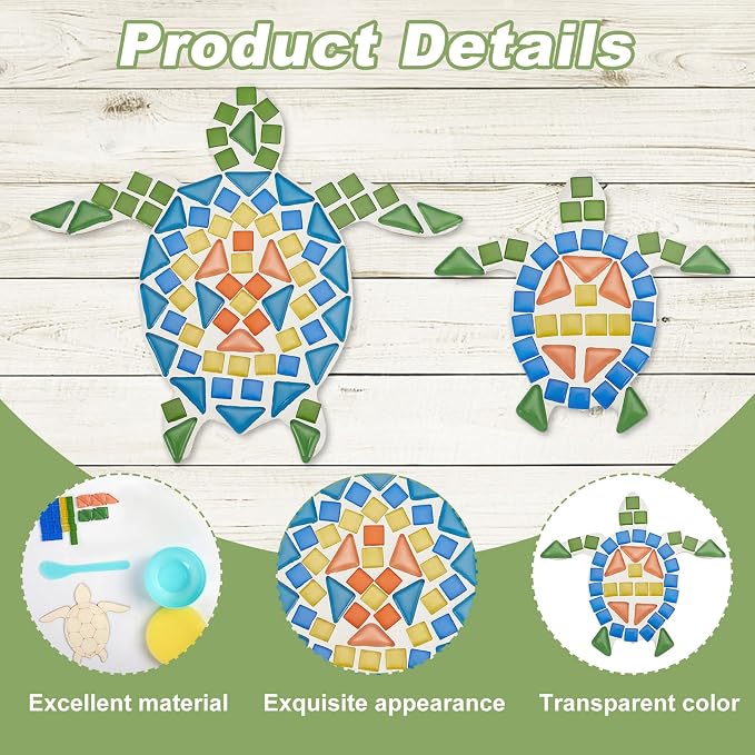 WEBEEDY 2 Set DIY Sea Turtle Mosaic Kit Wall Art Turtle DIY Craft Kit - Image 3