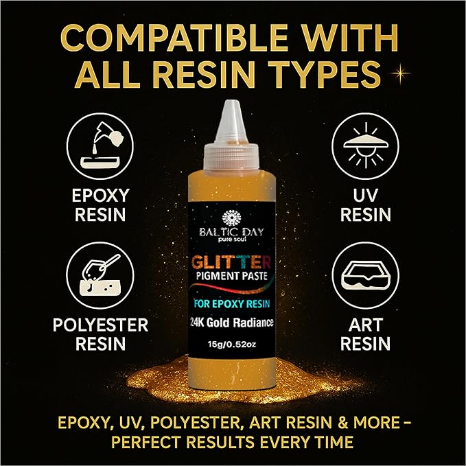 24 Color Pigment Paste for Epoxy Resin Set [ Glitter Series ] – Opaque Epoxy Pigment, Epoxy Dye Paste & High Concentration Mica Powder for Resin Art, Jewelry, Tumblers, Coasters & Crafts