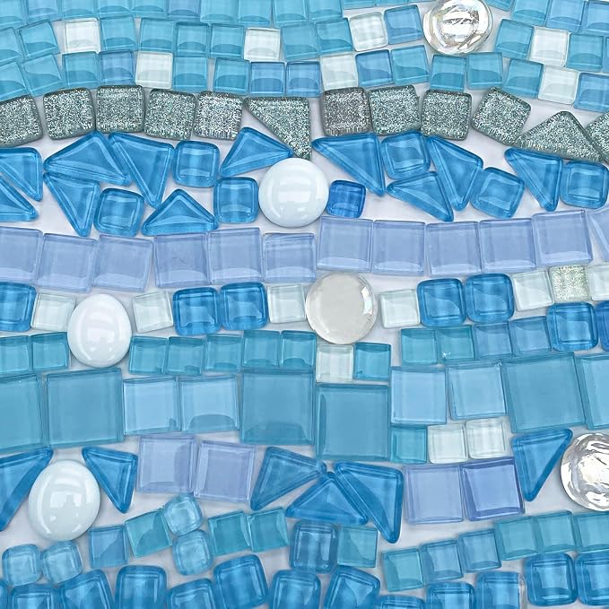 LITMIND 1.1 LB Baby Blue Irregular Mosaic Glass Tiles by LITMIND